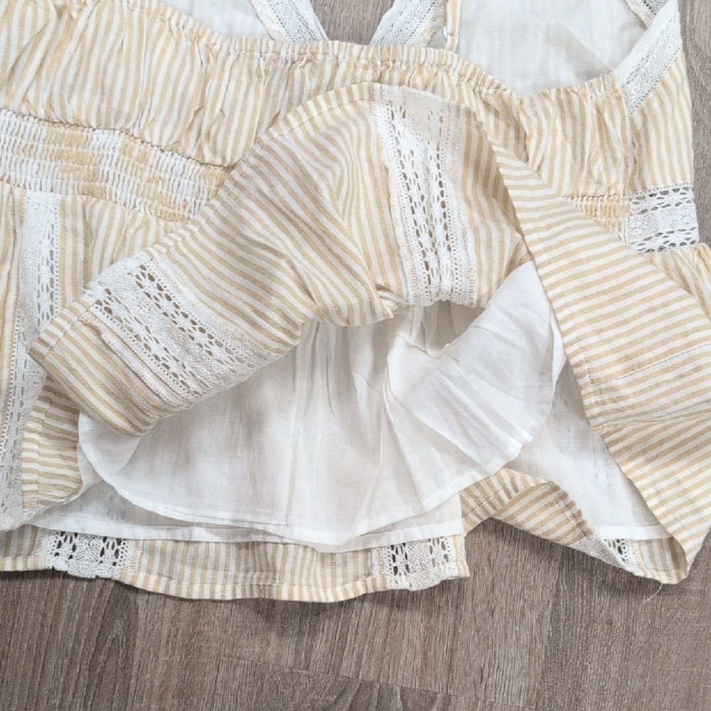 American Eagle Outfitters Cream Striped Camisole with Lace - Picture 4 of 4